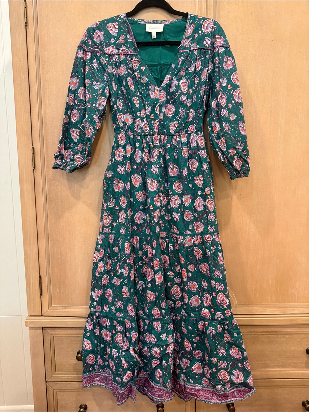Cleobella Teal Maxi Dress with Floral Print
